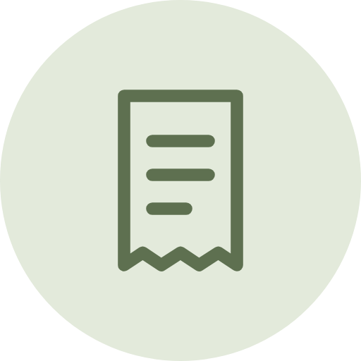 Icon of a paper receipt or ticket with a zigzag bottom edge.