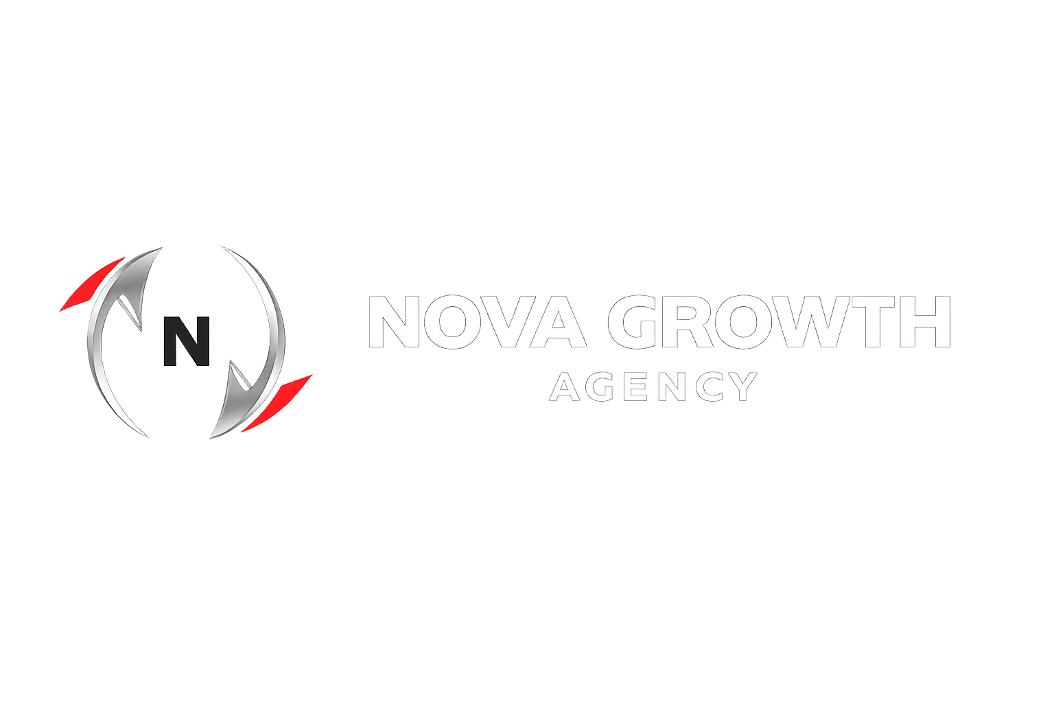 Logo of Nova Growth Agency featuring a black circle with a white and red stylized 'N' and the text 'NOVA GROWTH AGENCY' in white on a black background.