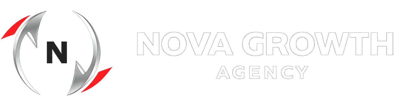 Logo for Nova Growth Agency featuring a stylized compass with the letter N, and the text 'NOVA GROWTH AGENCY'.