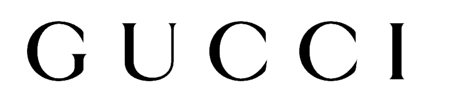 Gucci logo in black text on a white background