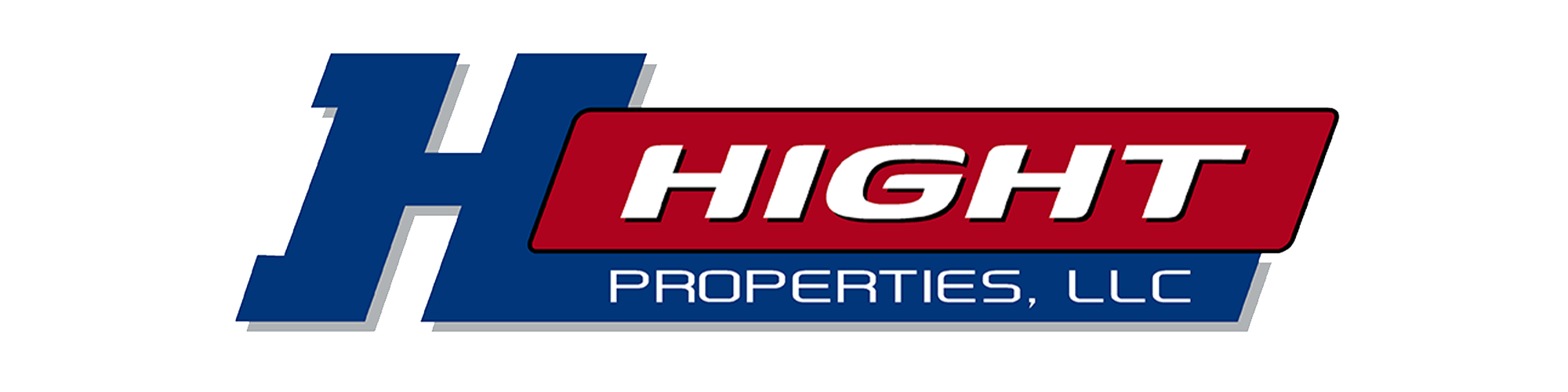 Logo for Hight Properties, LLC featuring stylized letters H, with the word HIGHT in red and white, and Properties, LLC in white on a blue background.