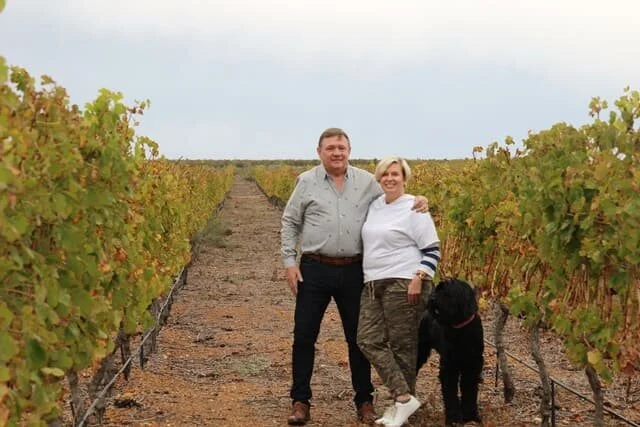Nick Rea & Penny Streeter in their vineyards