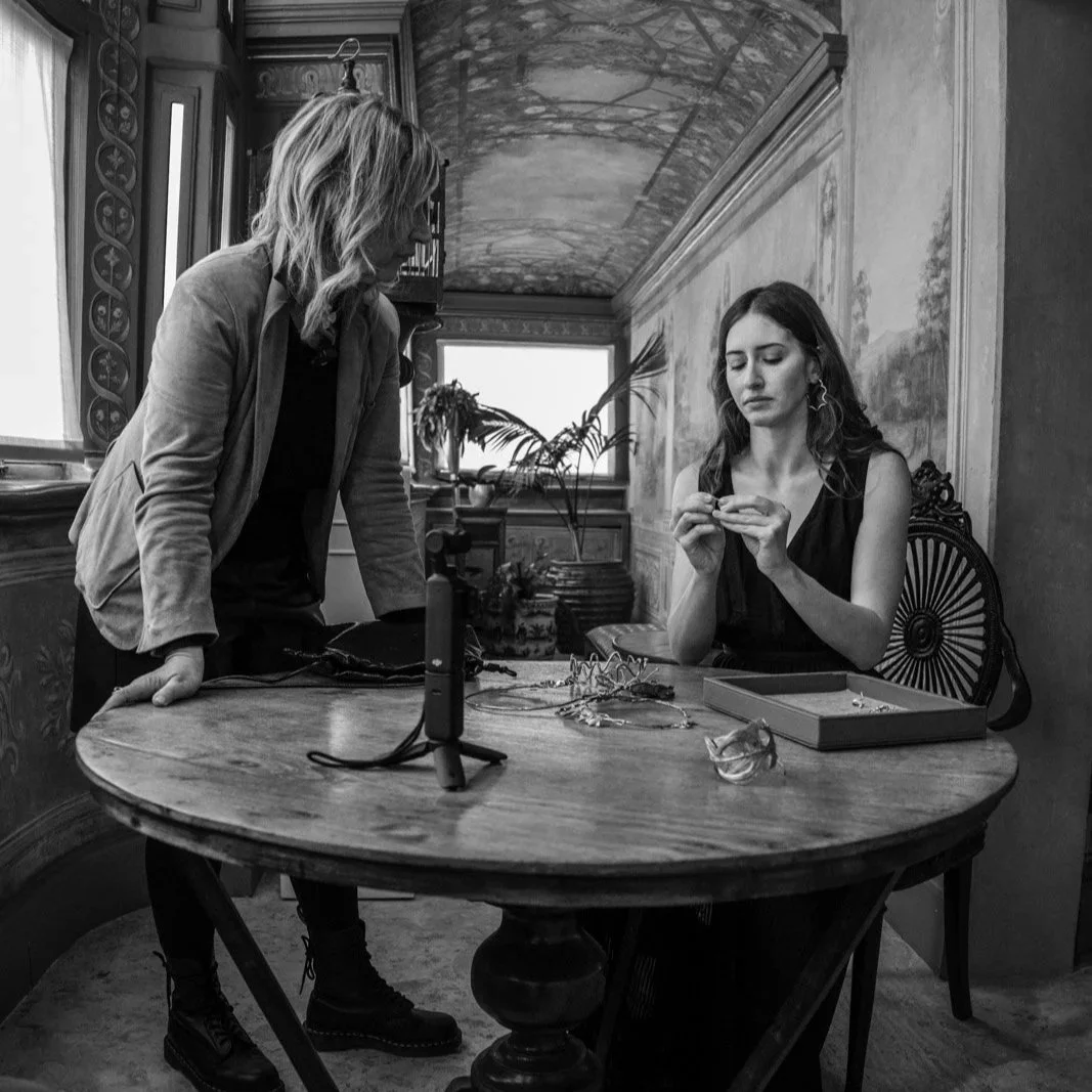 Wedding content creators producing behind the scenes bridal editorial content