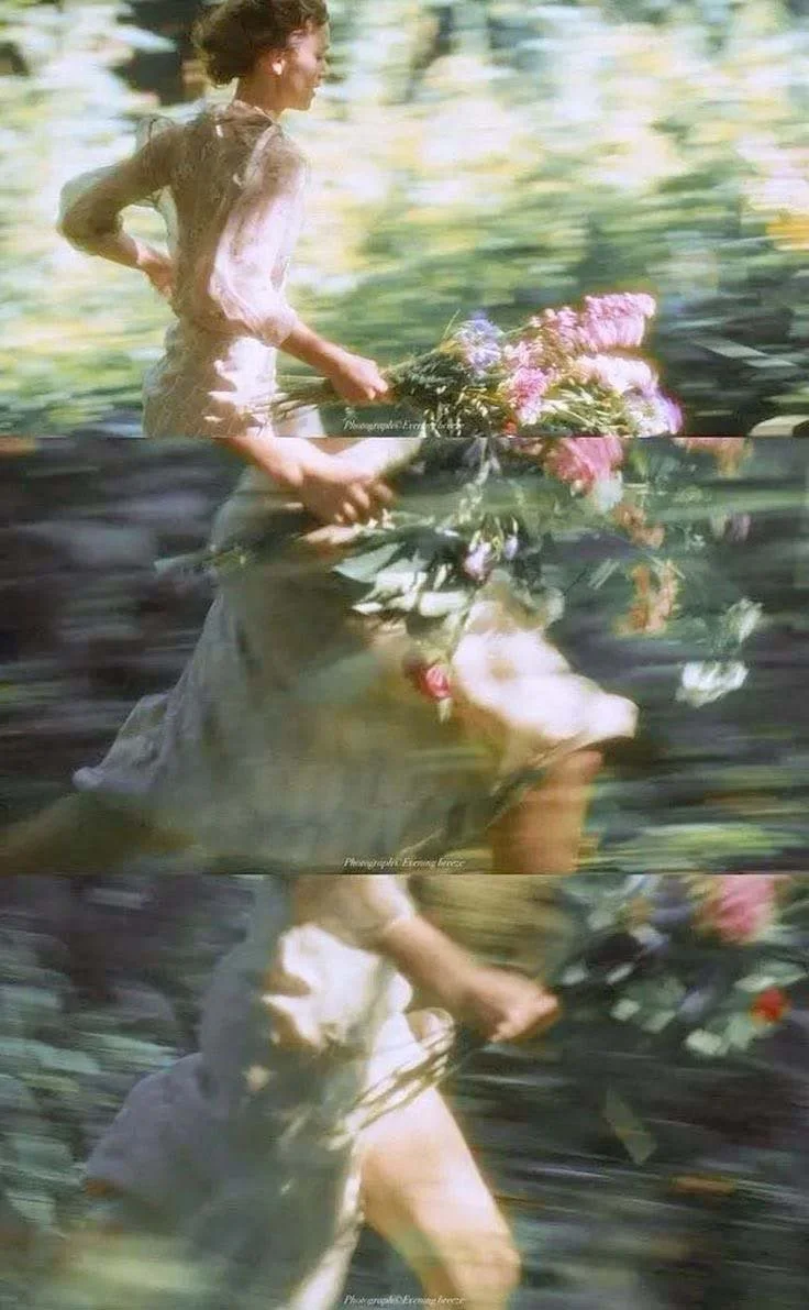 Bride moving through a romantic garden in cinematic bridal editorial style