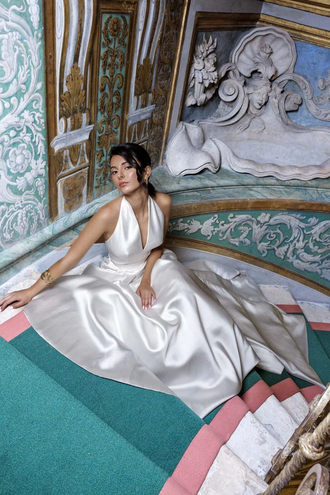 Fine art bridal portrait created during editorial wedding shoot in Rome
