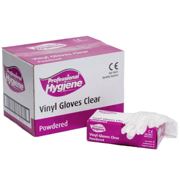 Professional Hygiene Vinyl Clear Powdered Gloves