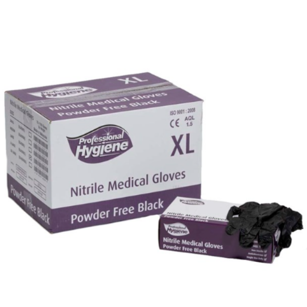 Professional Hygiene Black Powder Free Nitrile Gloves