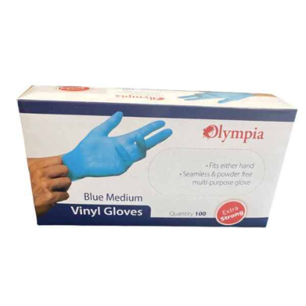 Olympia Blue Powder Free Vinyl Gloves