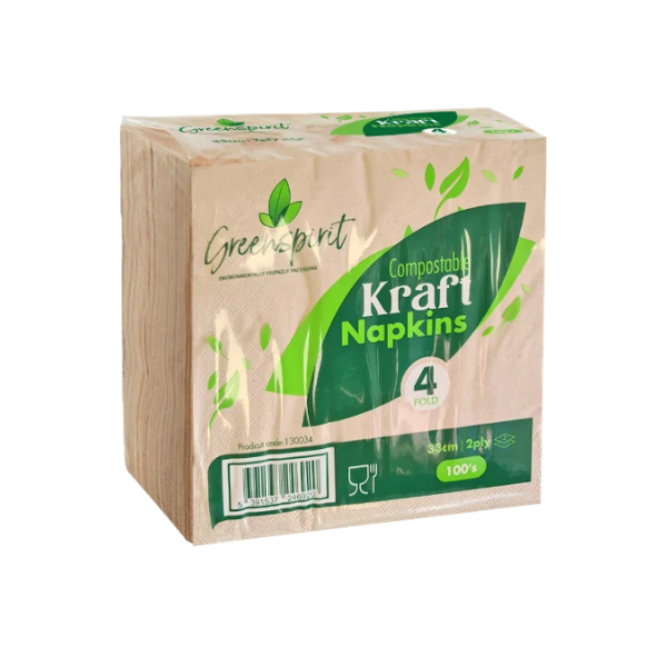 4 Fold Compostable Kraft Napkins (20 x 100's)