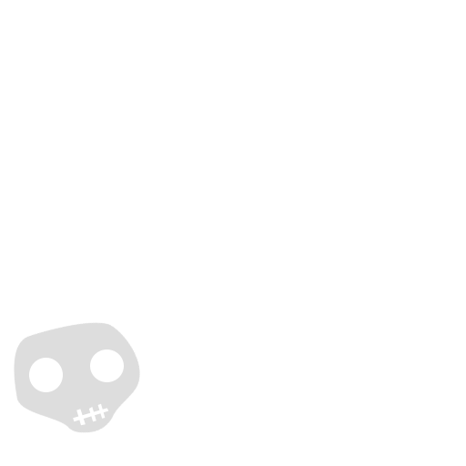 A stylized brand name logo with a small skull, set against a black background, with a copyright symbol.