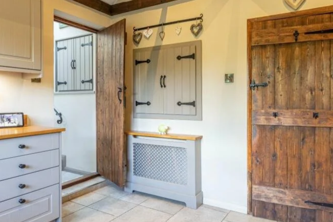 Bespoke Handcrafted and Painted Radiator Cover & Wall Cupboard - Colour Matched to Kitchen Cabinets.