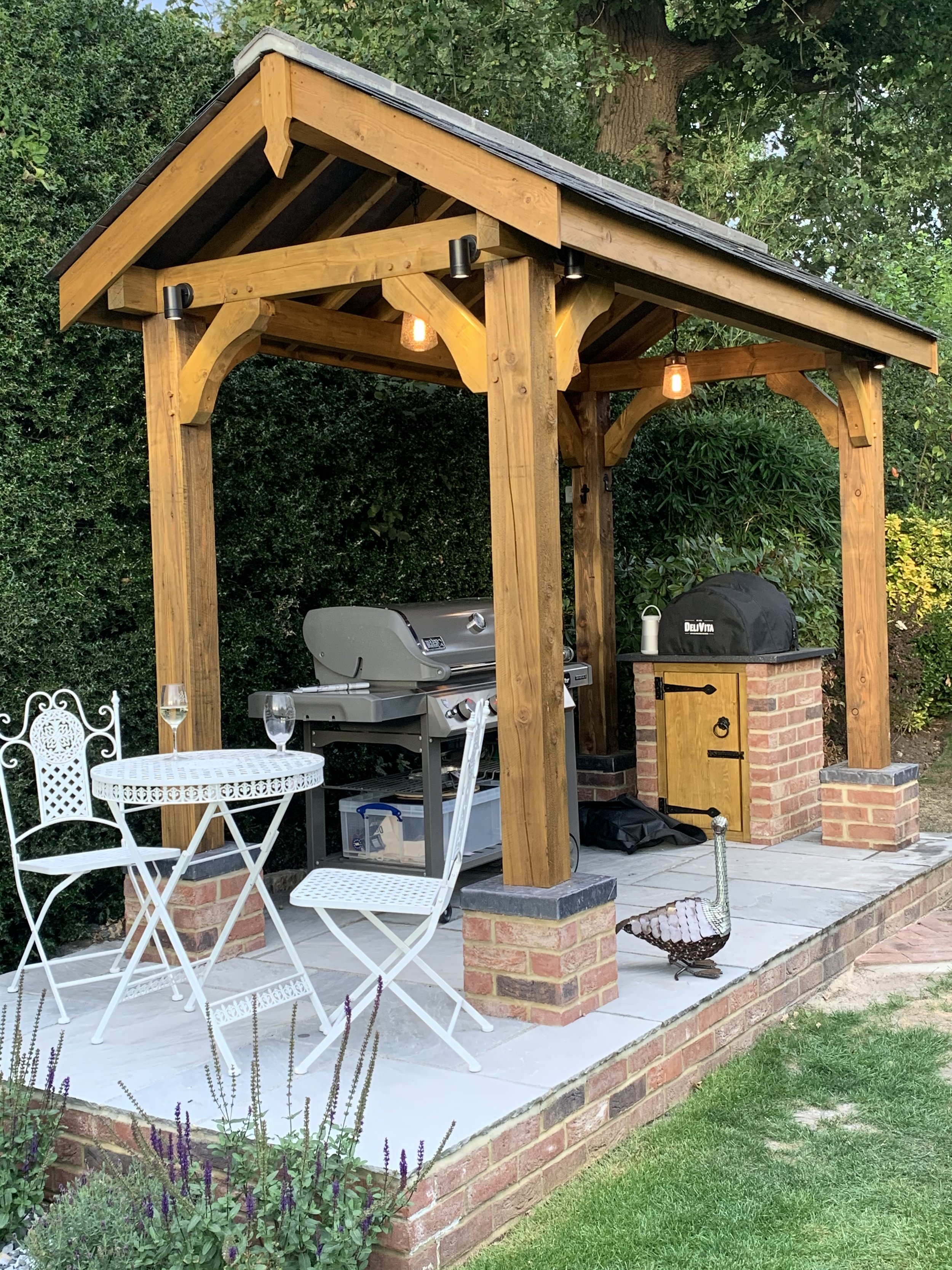 Bespoke - Handcrafted and Designed, Tile Roofed Oak BBQ Hut.