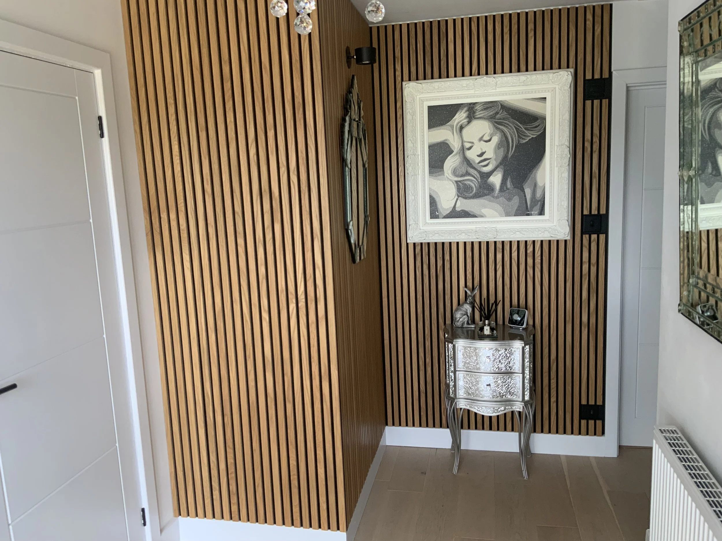 After - Acoustic Wood Panelling  for Walls in Hallway with Interior Design.