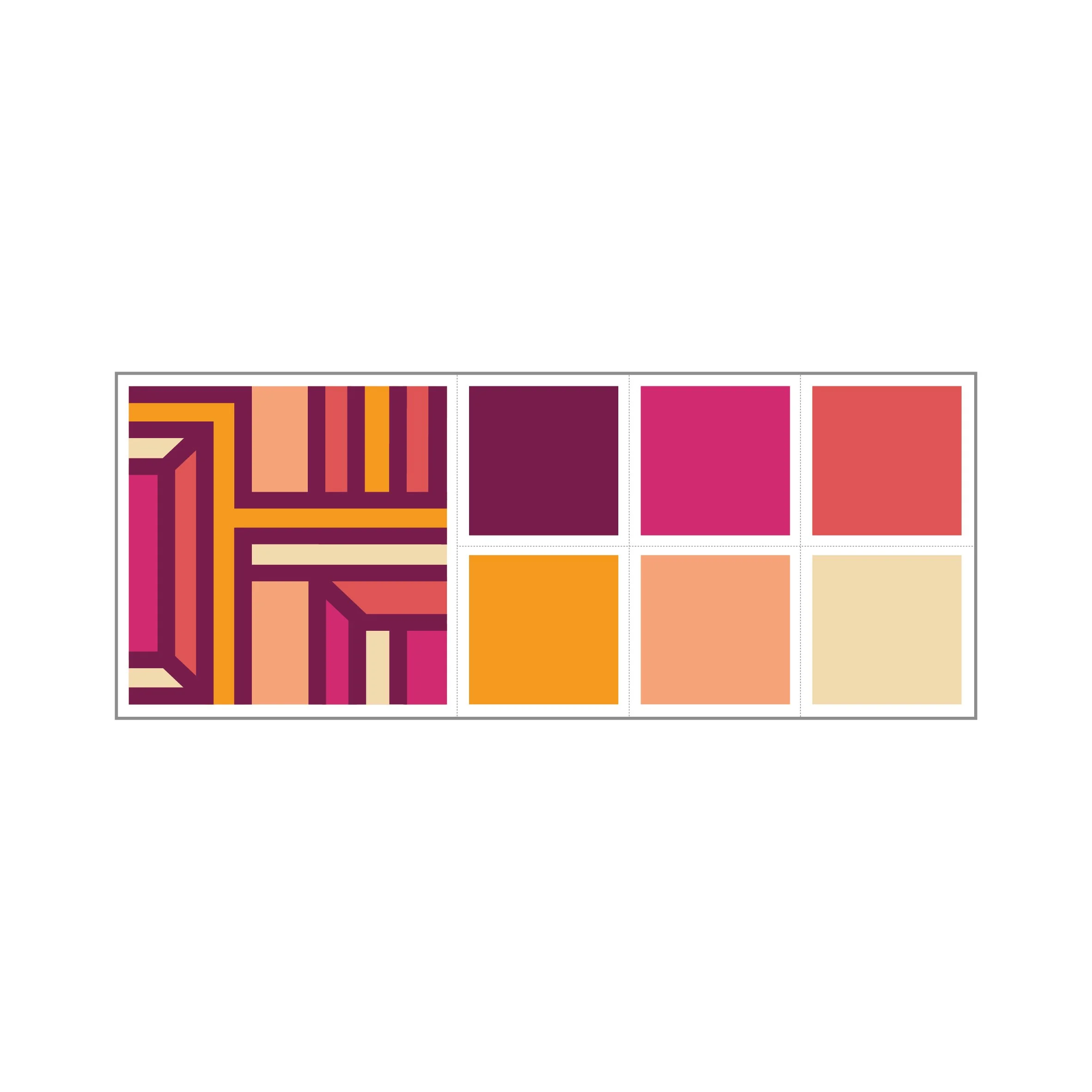 Close-up detail of pink, orange, peach and burgundy colours