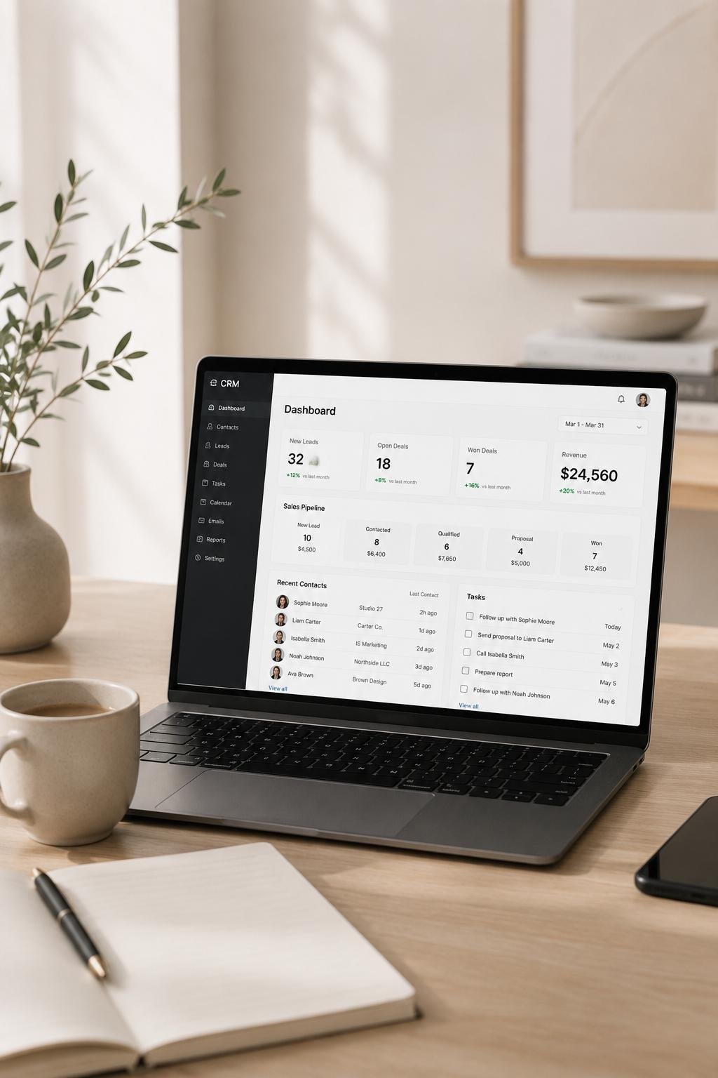 Client communication and sales support for business owners