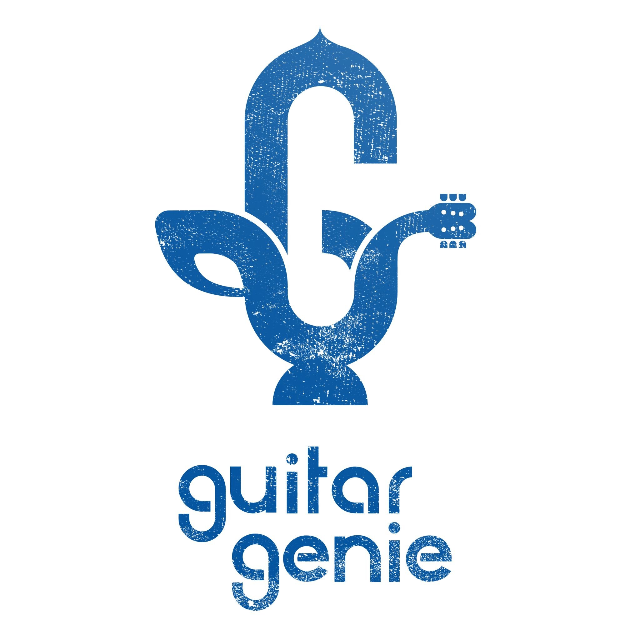 A genie lamp logo in the shape of the letter 'g' with 'Guitar Genie' written below it.