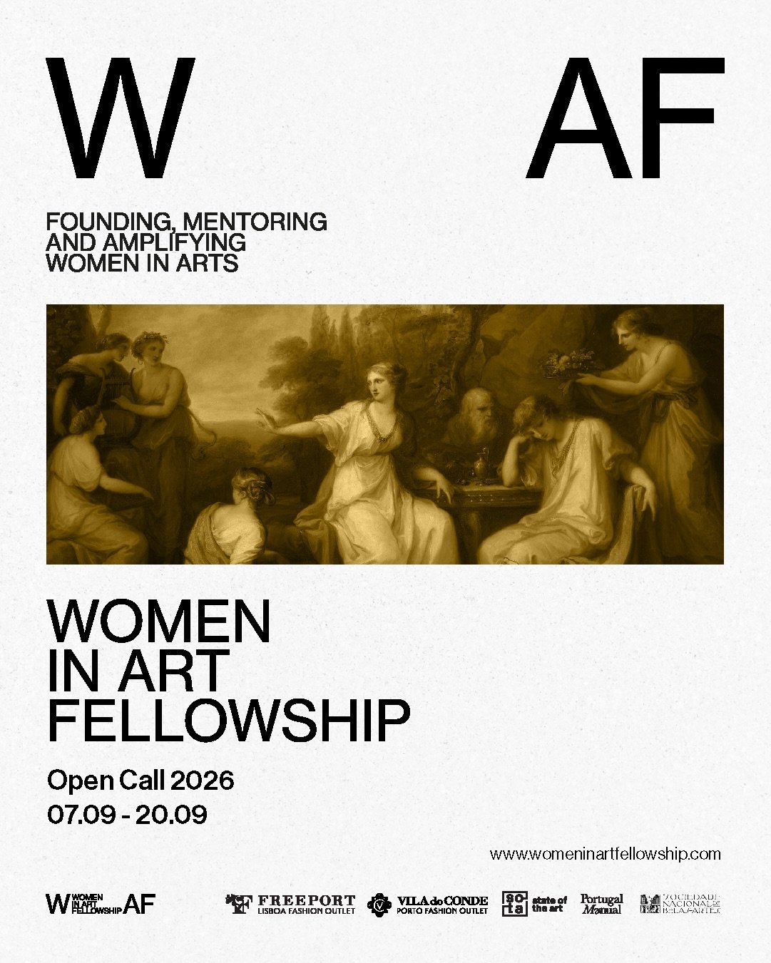 A WAF - Women in Art Fellowship regressa para a sua segunda edi&ccedil;&atilde;o e cheia de novidades!

✔️20 finalistas.
✔️Masterclasses especializadas.
✔️Mentoria e acompanhamento curatorial.
✔️Uma exposi&ccedil;&atilde;o individual na Galeria de Ar