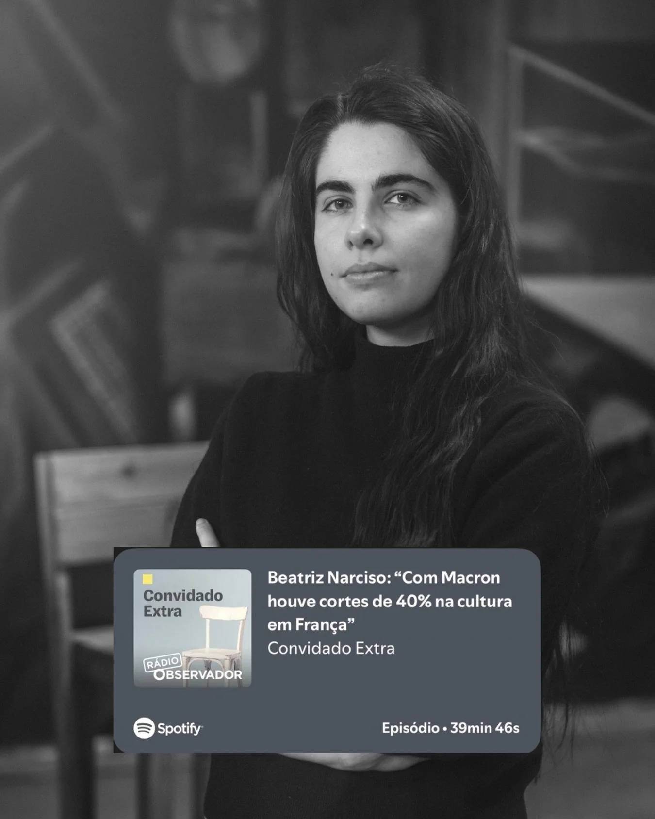 A Beatriz Narciso foi a mais recente convidada do programa &ldquo;Convidado Extra&rdquo;, da @observador , numa conversa sobre arte, pol&iacute;tica cultural, precariedade e os desafios de ser artista hoje.

Ao longo da entrevista, a vencedora da pri