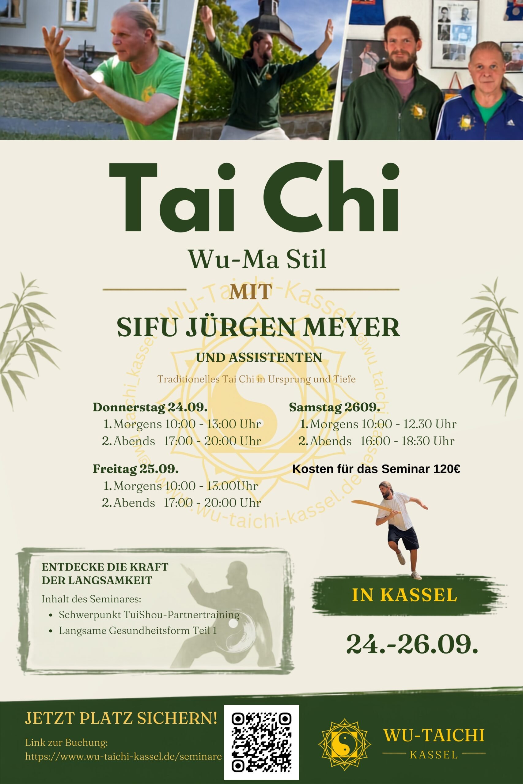 Seminar in Kassel bei Kursleiter Maximilian Spachtholz mit Sifu Jürgen Meyer: 24.09.2026 – 26.09.2026