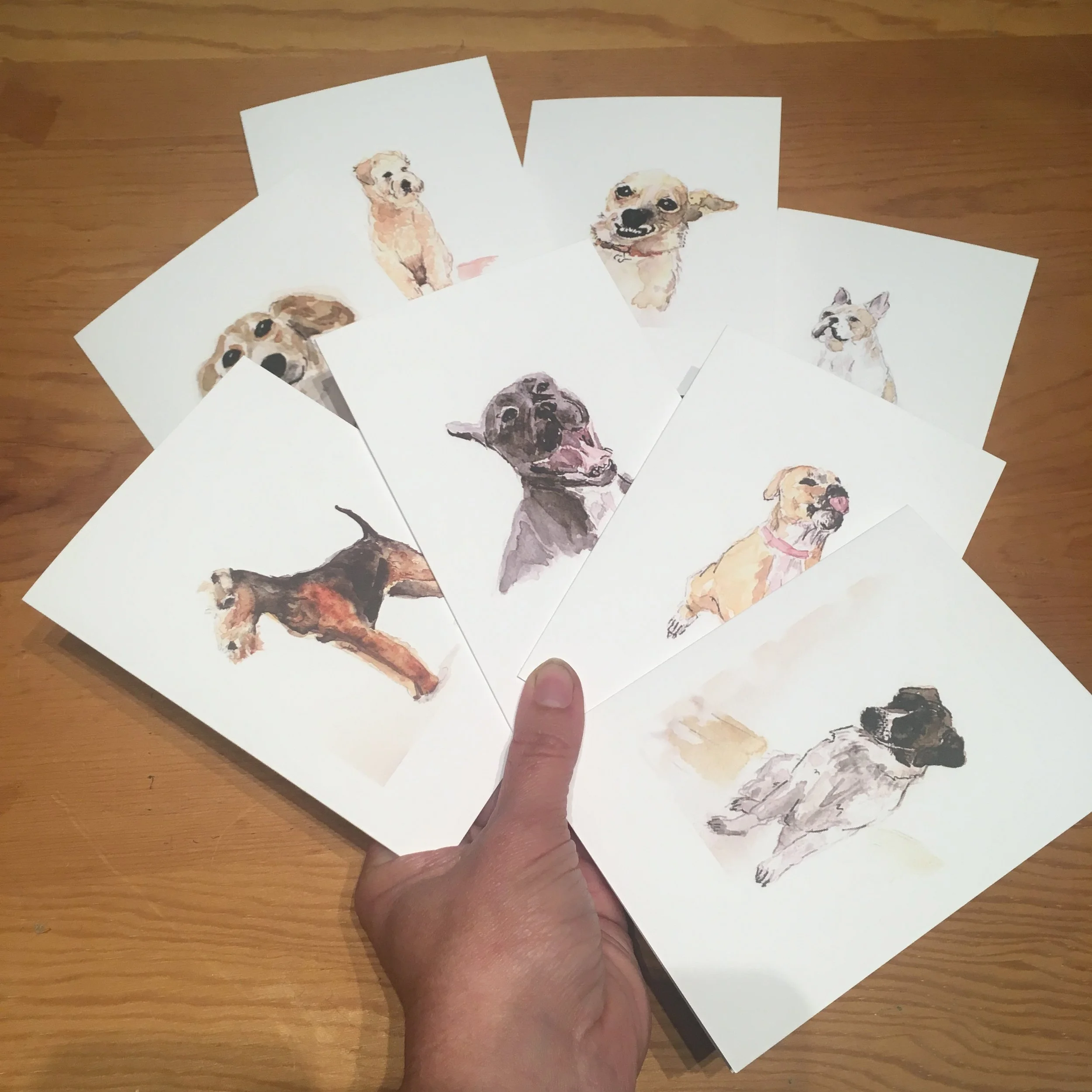 Dog Watercolor Notecard Set - 6 Pack with Envelopes
