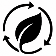 Eco-friendly leaf icon surrounded by recycling arrows