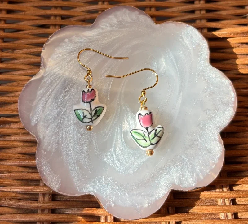 Porcelain Tulip Earrings
