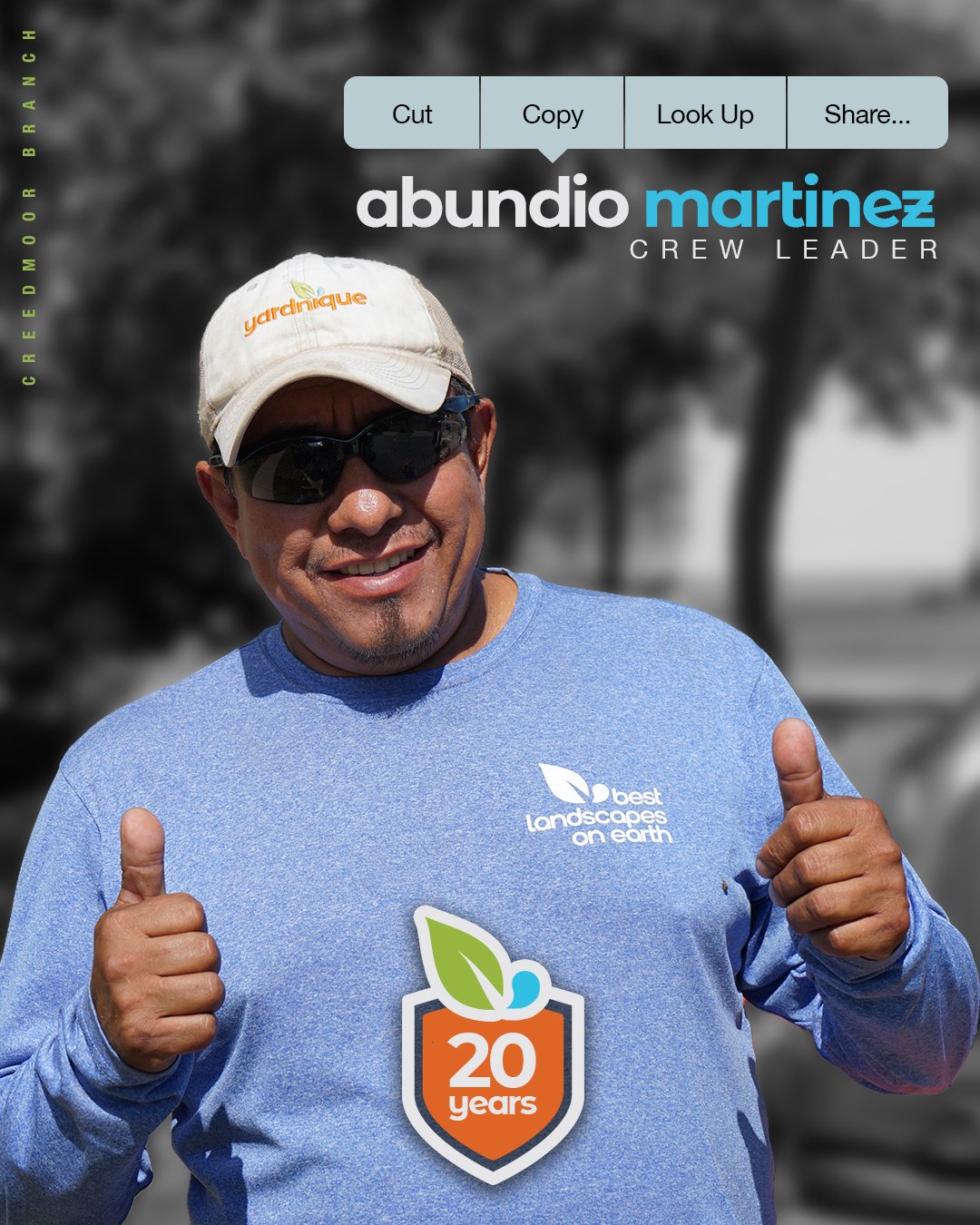 Since 2005, Abundio Martinez has been serving communities throughout the Raleigh, NC area. He is a crew leader with our Creedmoor branch and has been a faithful, hardworking team member since day one.

Two decades of service is rare in today's workfo