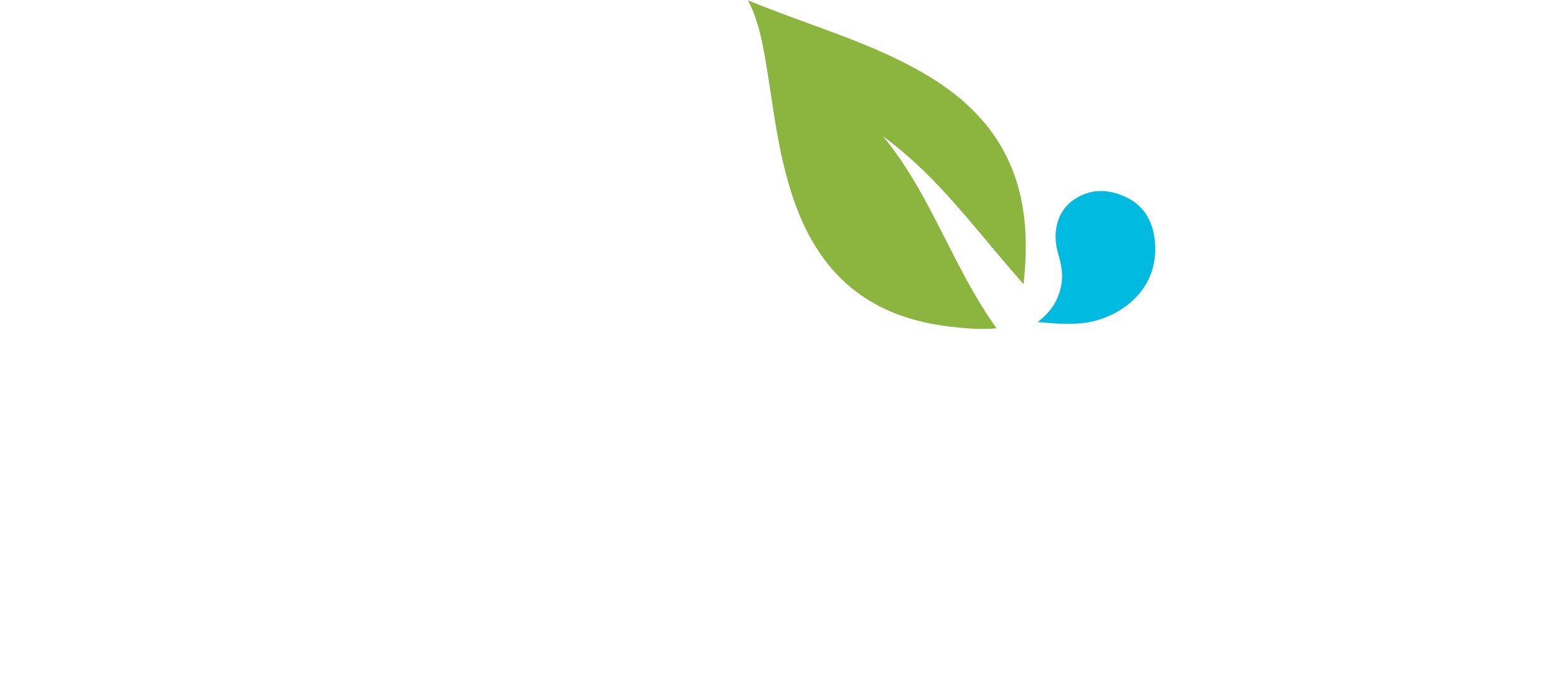 Logo for Tidewater, a landscaping company, featuring the company name in large white letters, a green leaf and a blue water droplet above the text, and the tagline "A Yardnique Company" underneath.