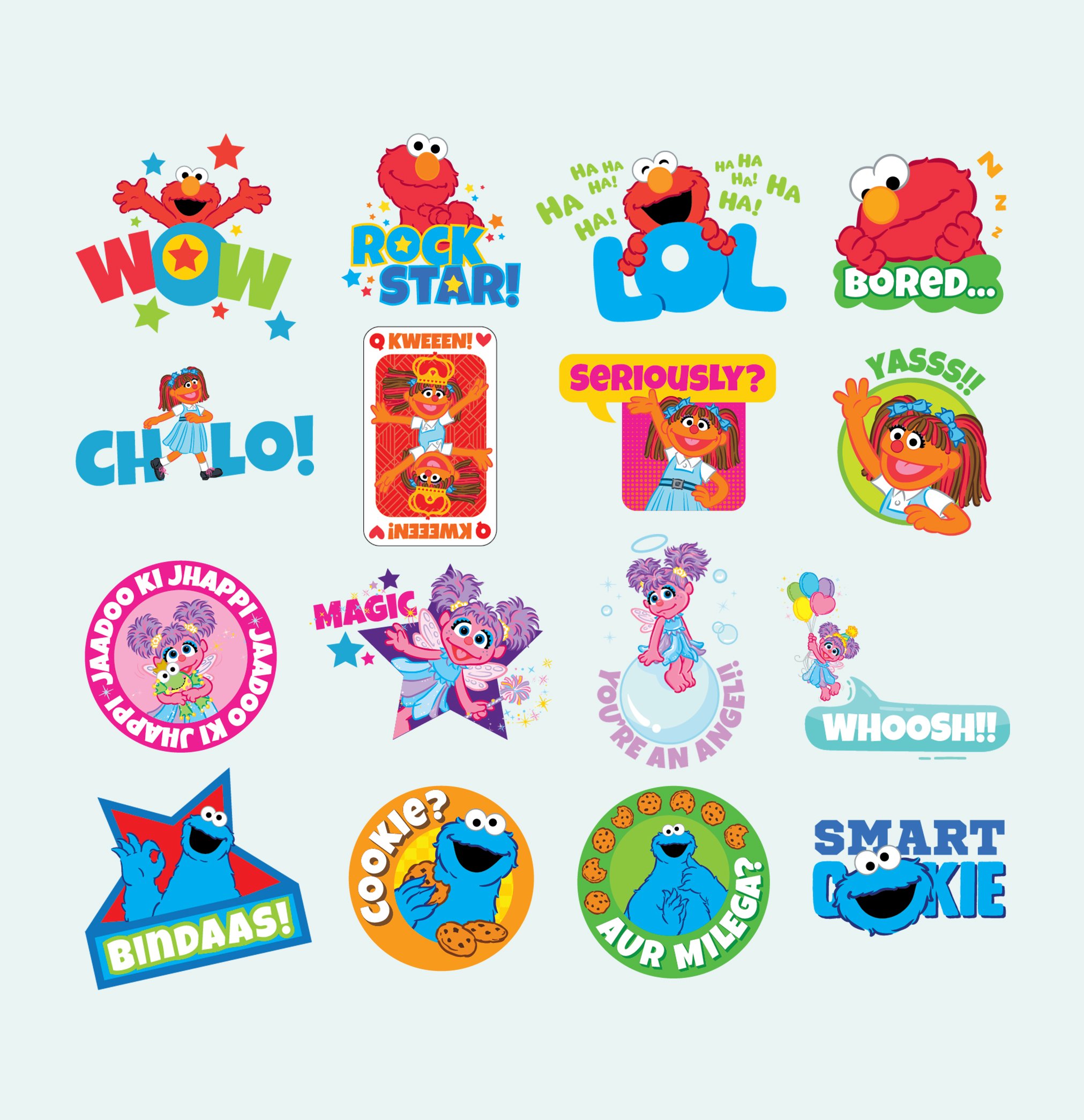Sticker Design 
Sticker Design for use on WhatsApp and other messaging devices for Sesame Street India.