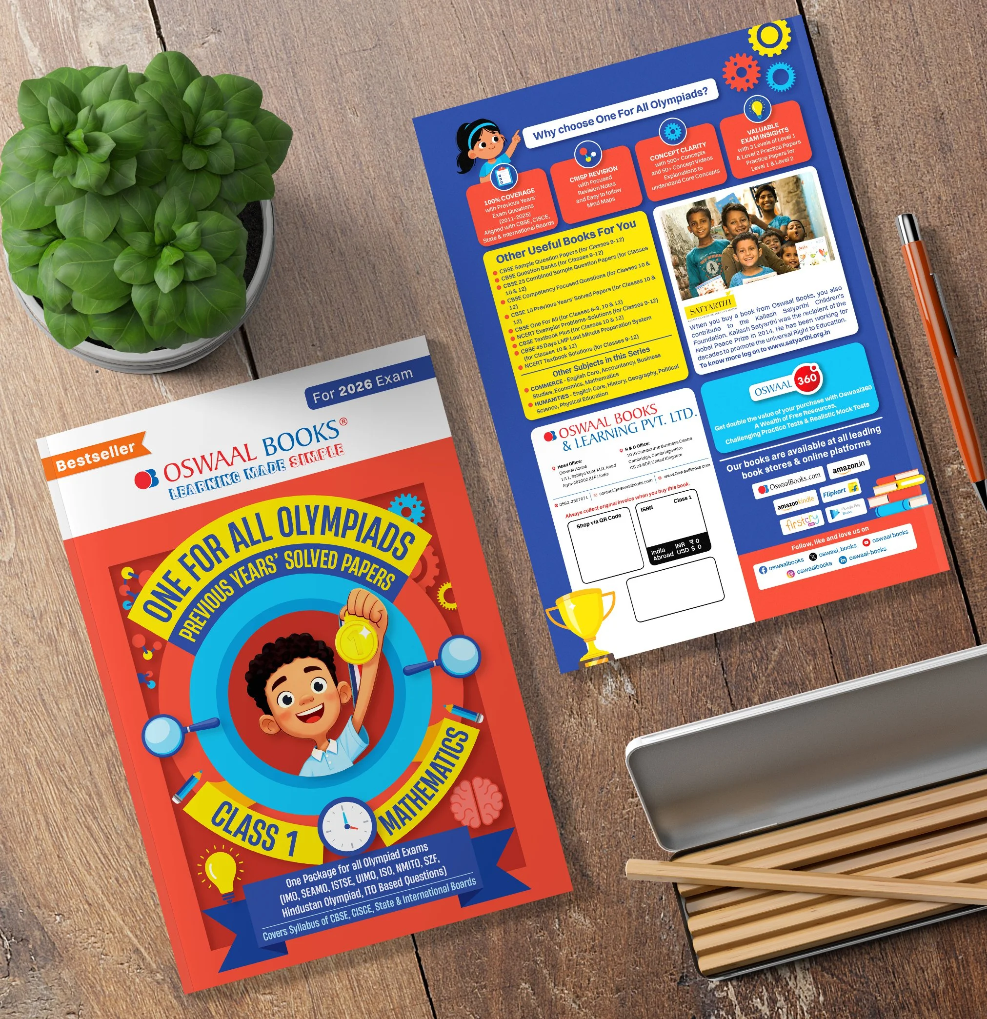 One for All Olympiads
Book Cover Design for a Solved Papers bank for the popular Olympiads examinations 
for young children for Oswaal Books & Learning Private Limited.