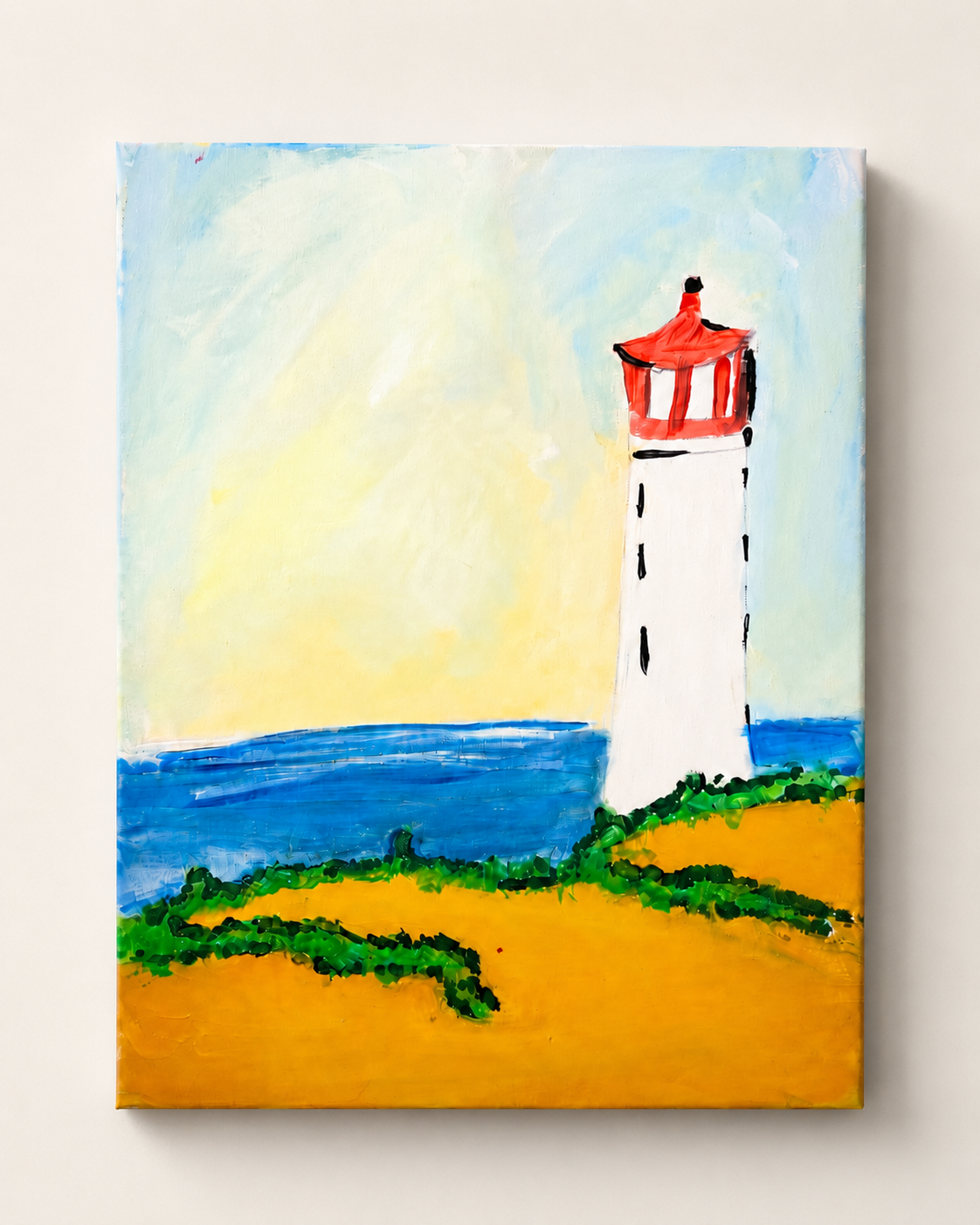 Seaside lighthouse with coastal greenery.png