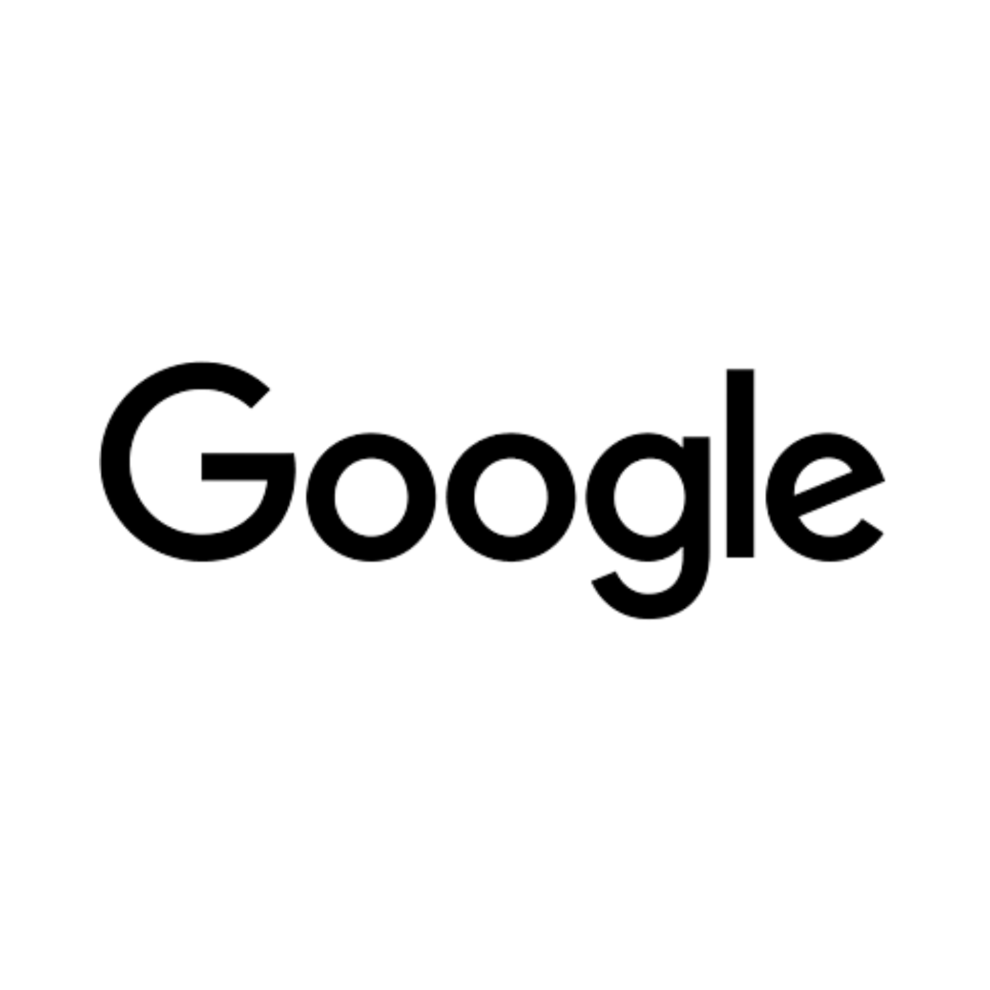 Google logo in black text on a white background.