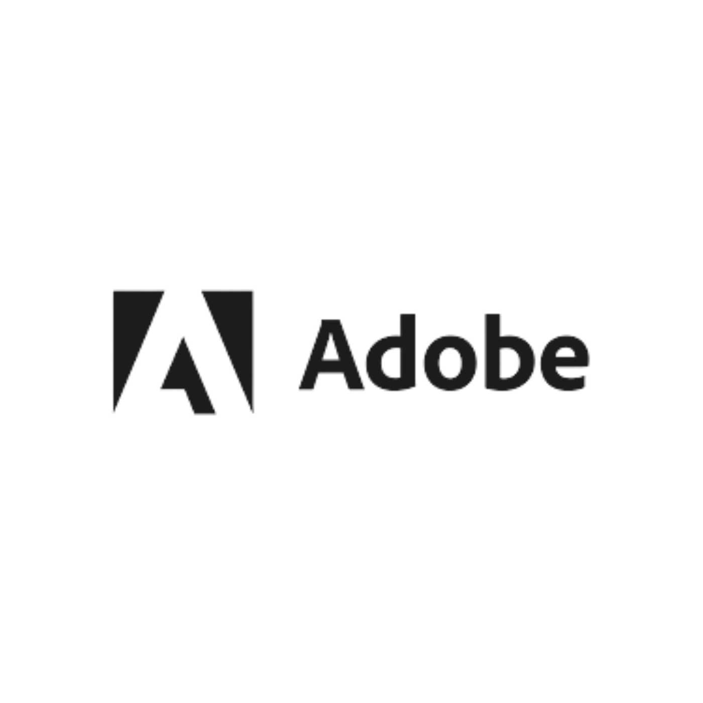 Black and white Adobe logo with stylized 'A' icon and the word 'Adobe'