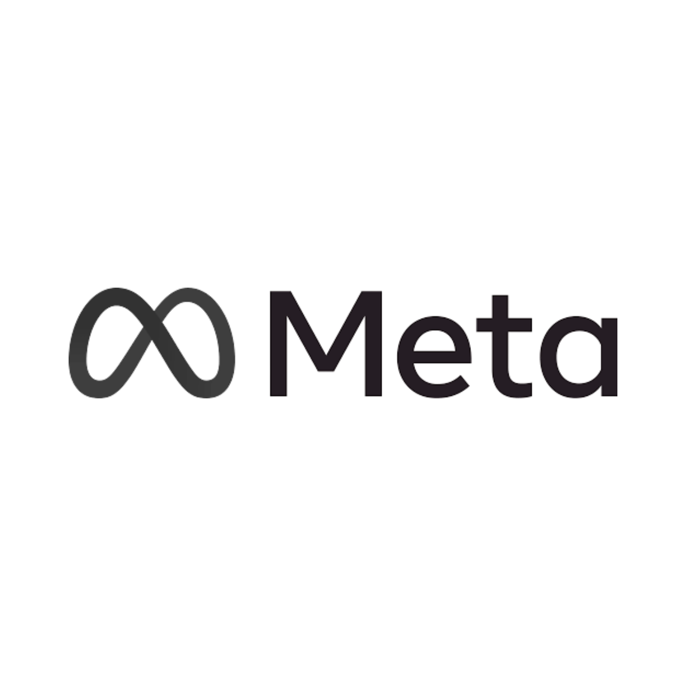 Meta logo consisting of a stylized infinity symbol followed by the word 'Meta' in black text on a white background.