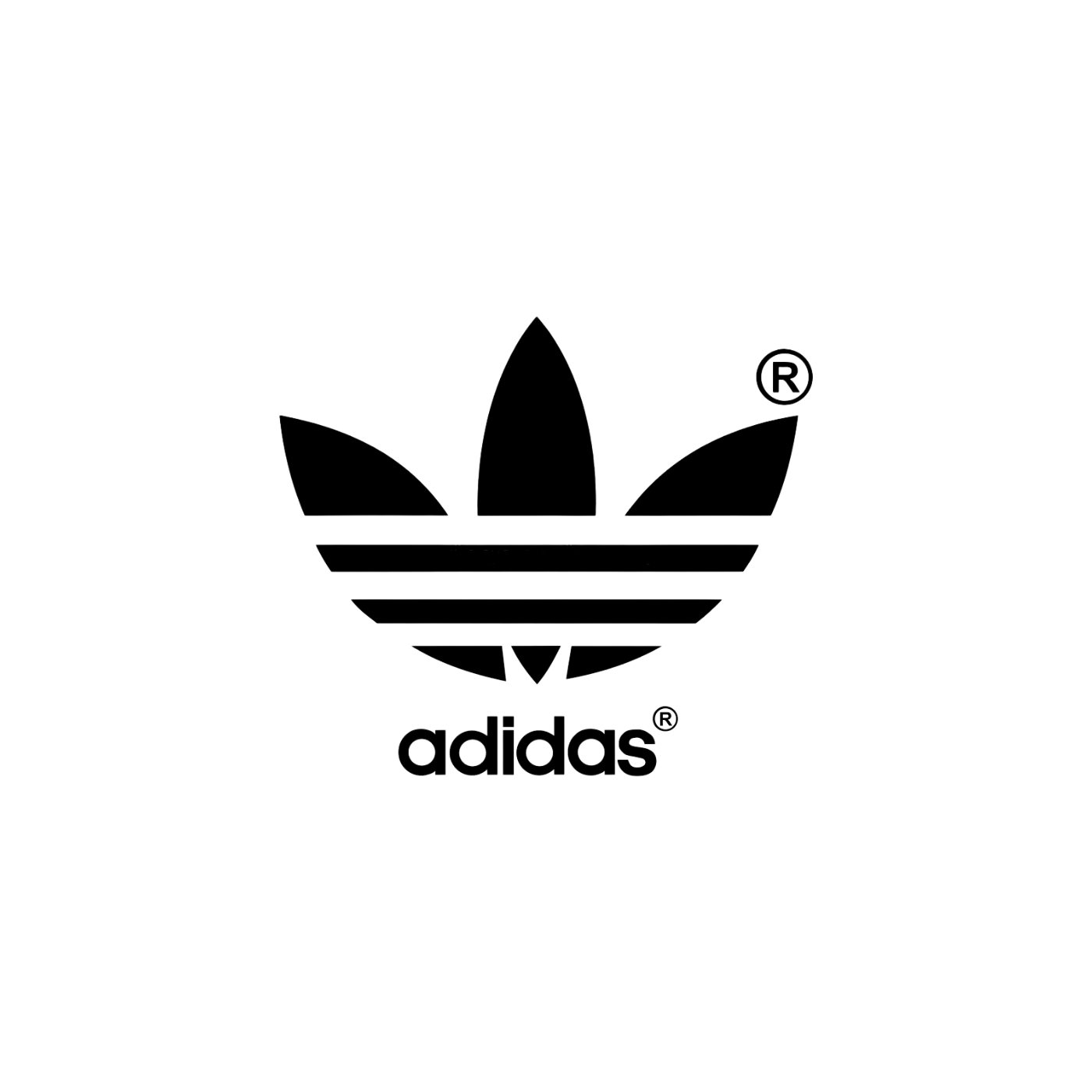 Black Adidas trefoil logo with the word 'adidas' underneath.