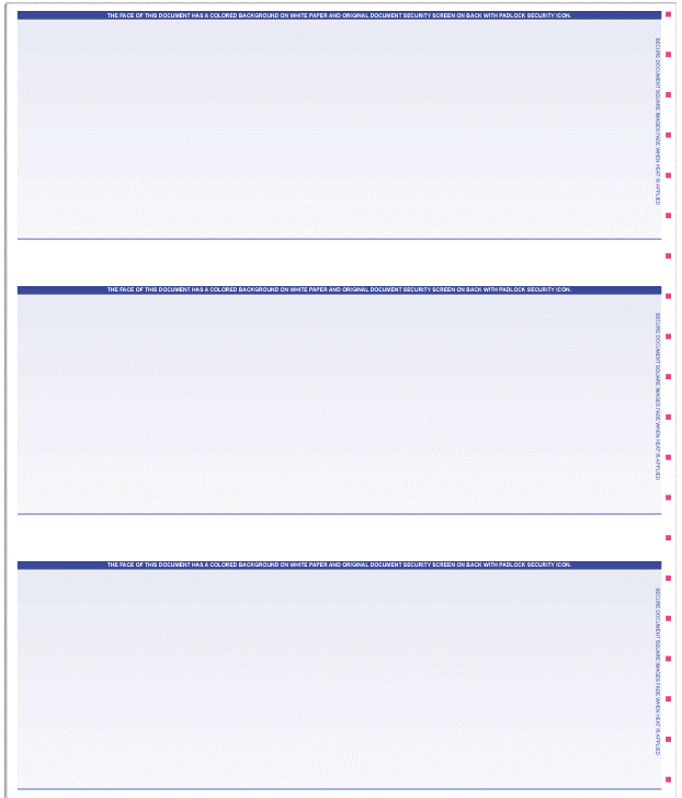 Blank Laser Business Checks (Three per Page)