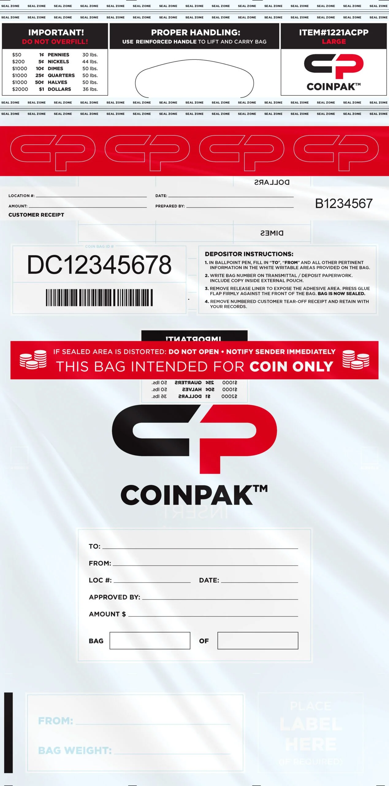 12" x 21" CoinPak