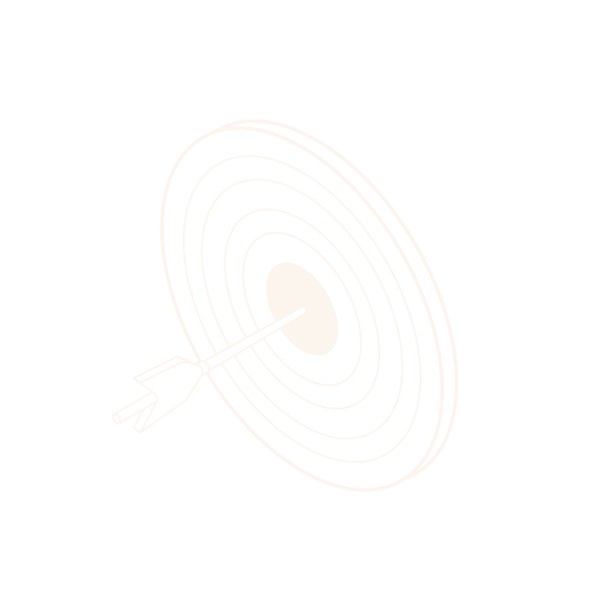 Isometric drawing of a bullseye with arrow in it