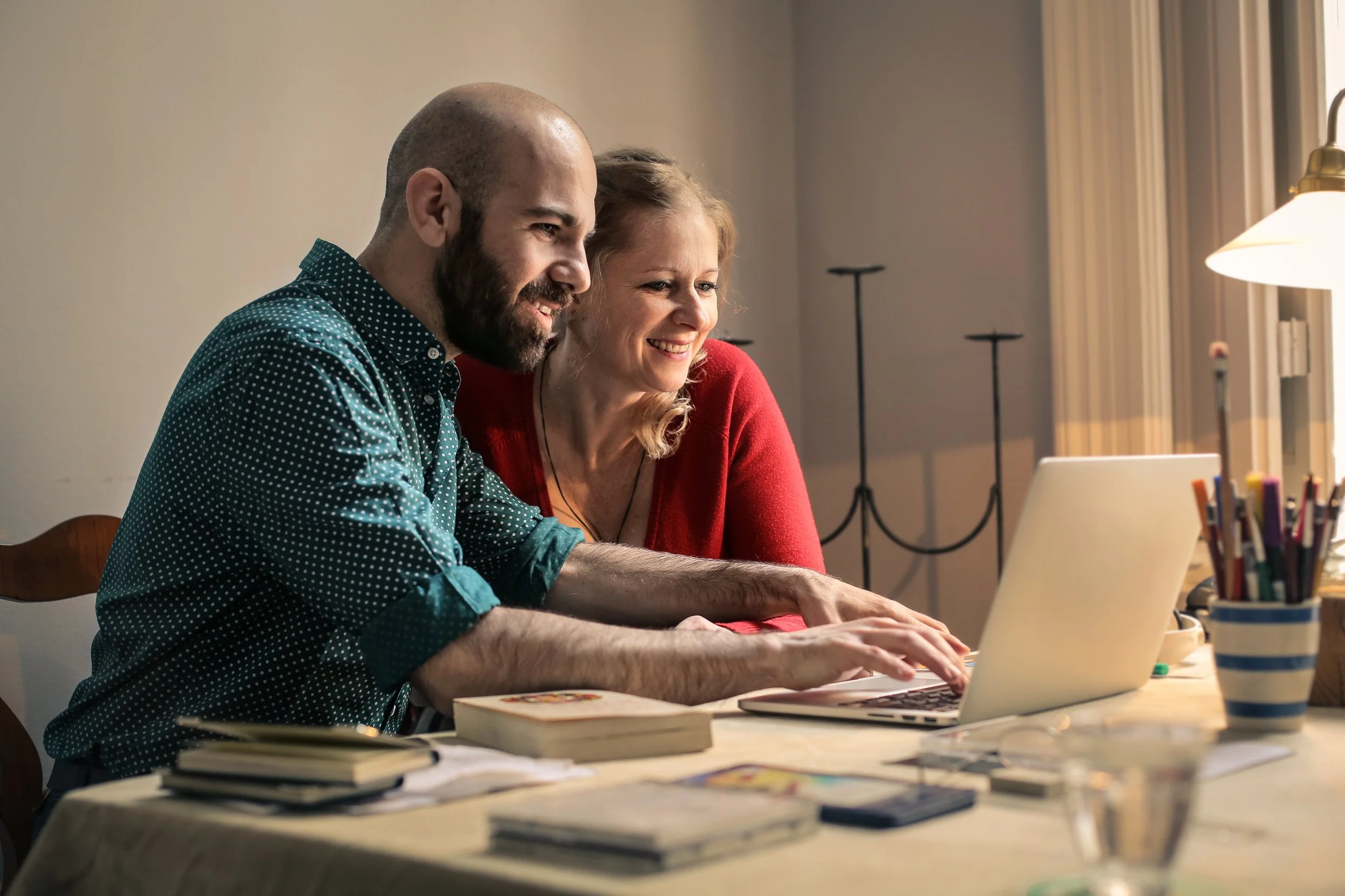 Parents making appointment on their laptop