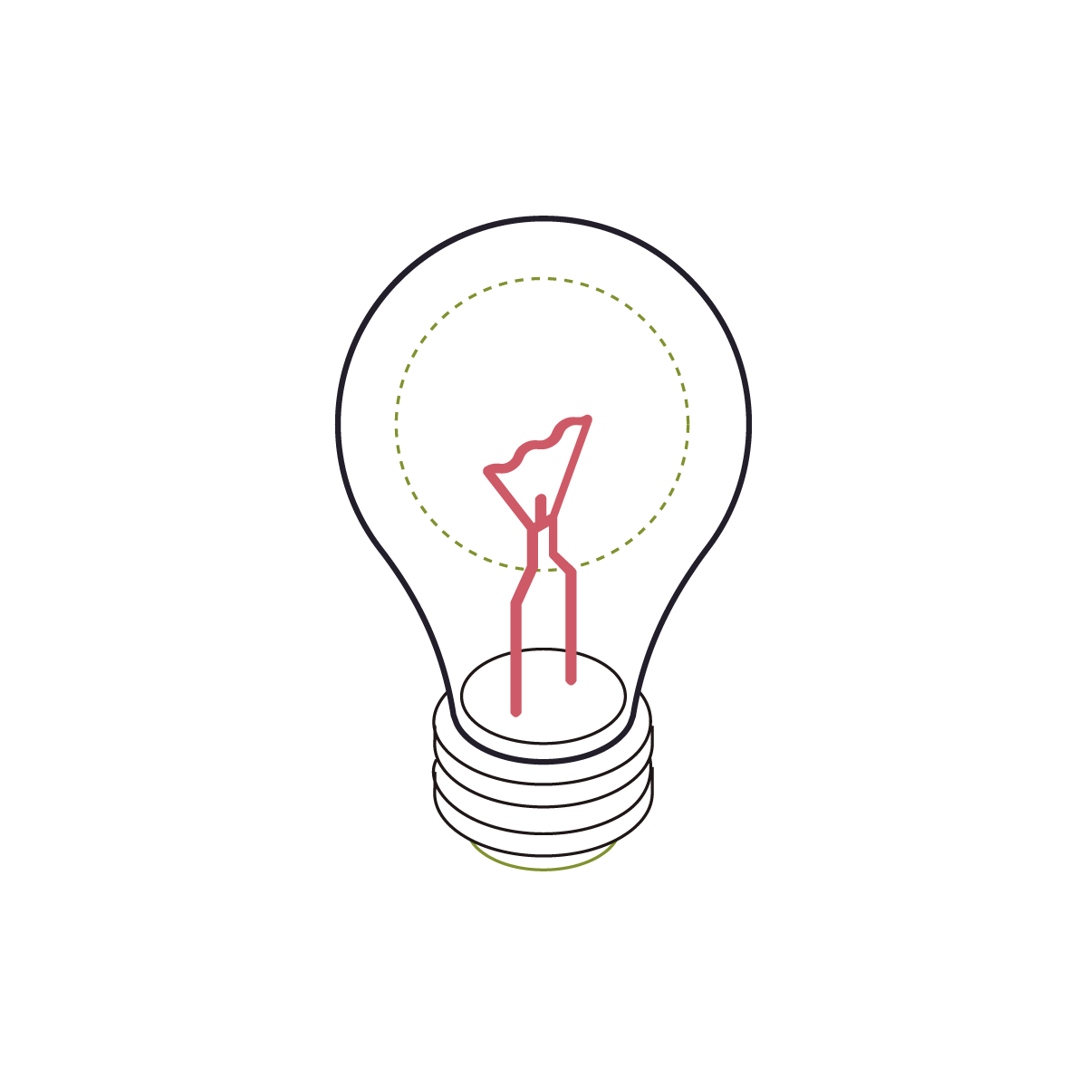 Isometric drawing of lightbulb