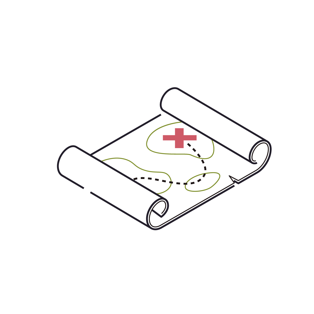 Isometric drawing of a pirate map