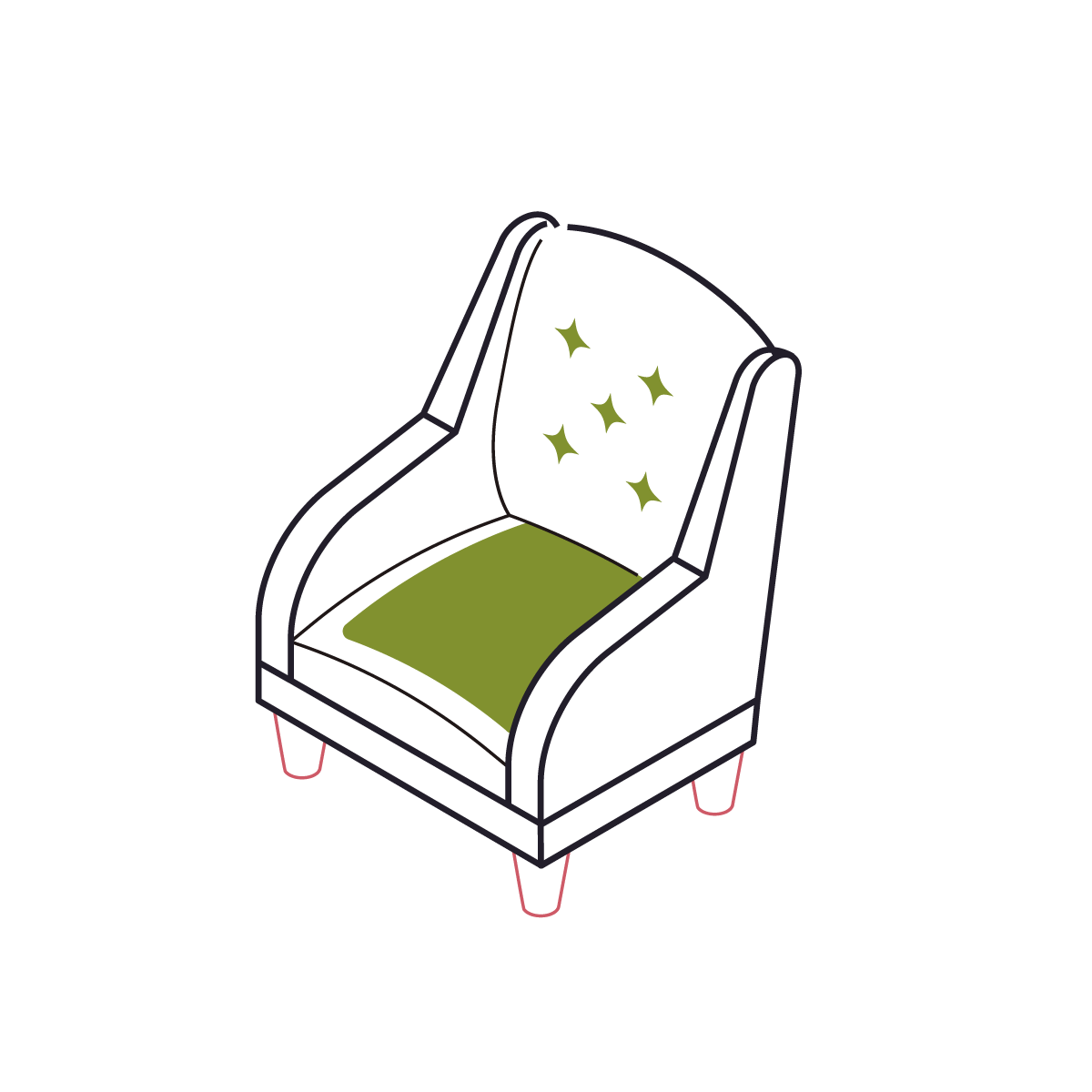 Isometric drawing of chair