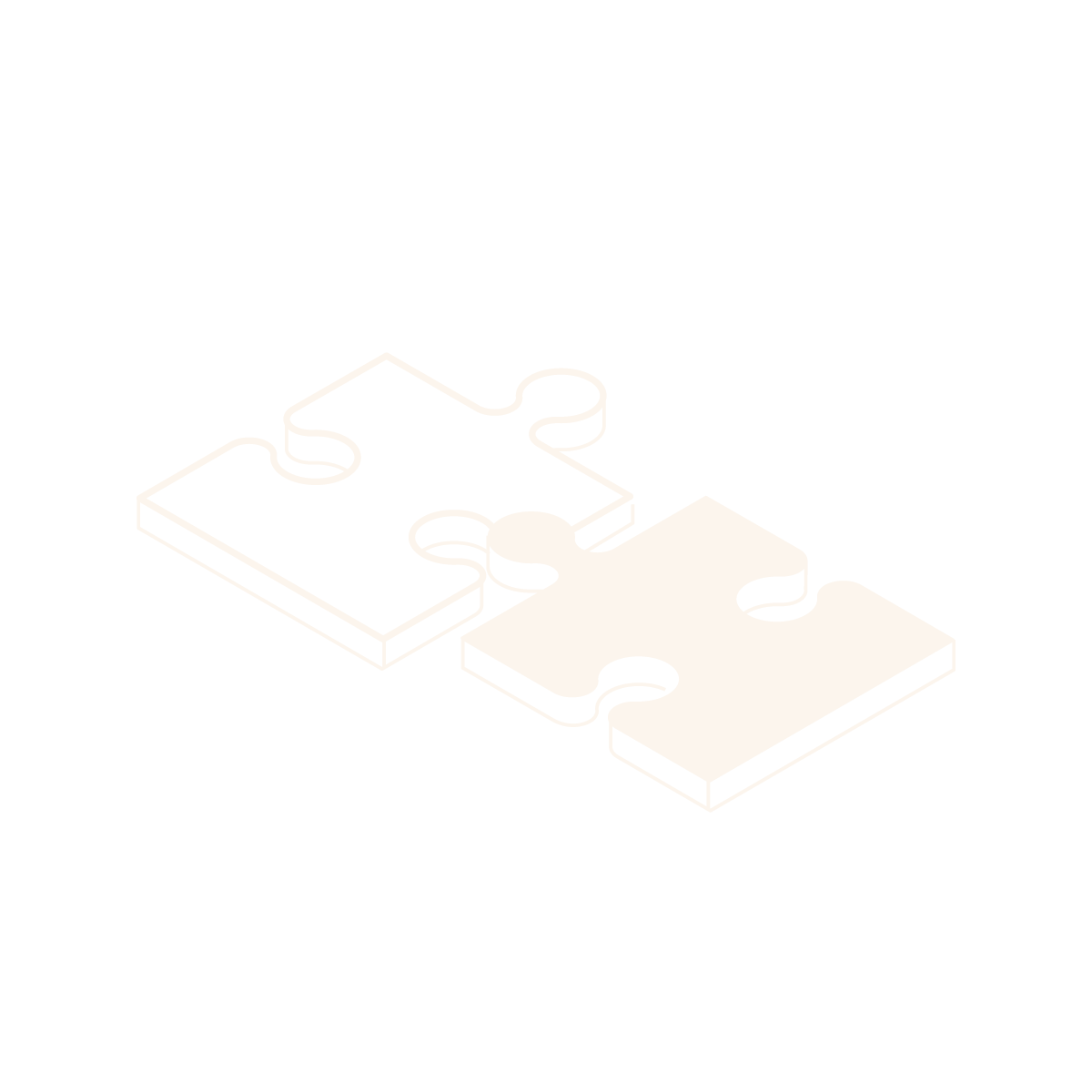 Isometric drawing of 2 puzzle pieces that fit together