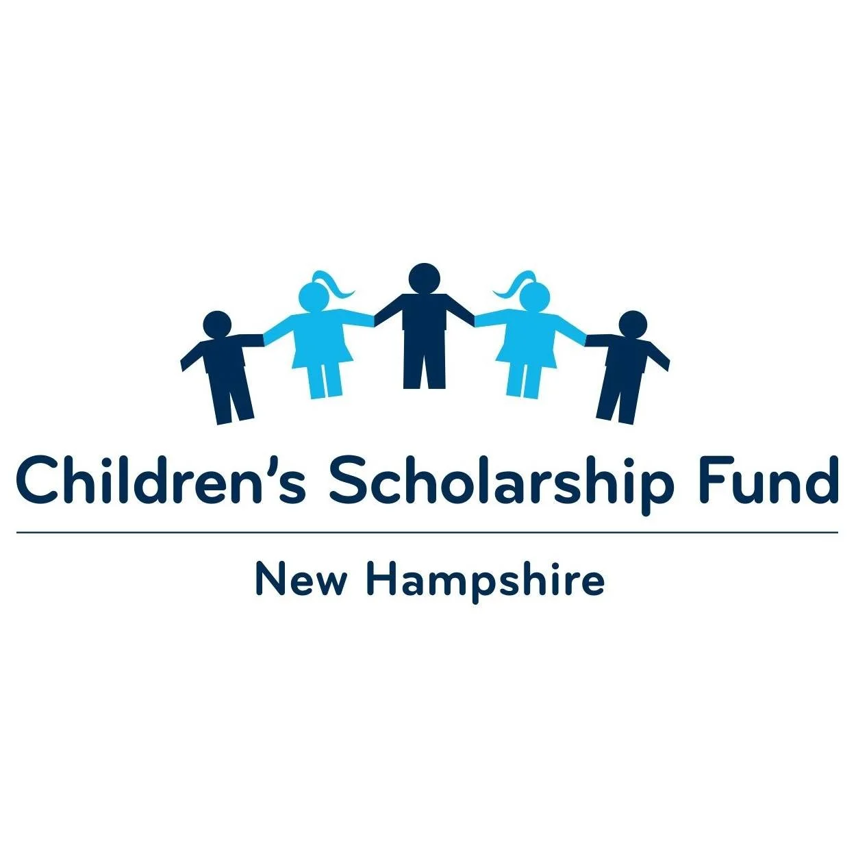 Logo of Children's Scholarship Fund New Hampshire featuring four blue children holding hands, with the text "Children's Scholarship Fund" and "New Hampshire" below.