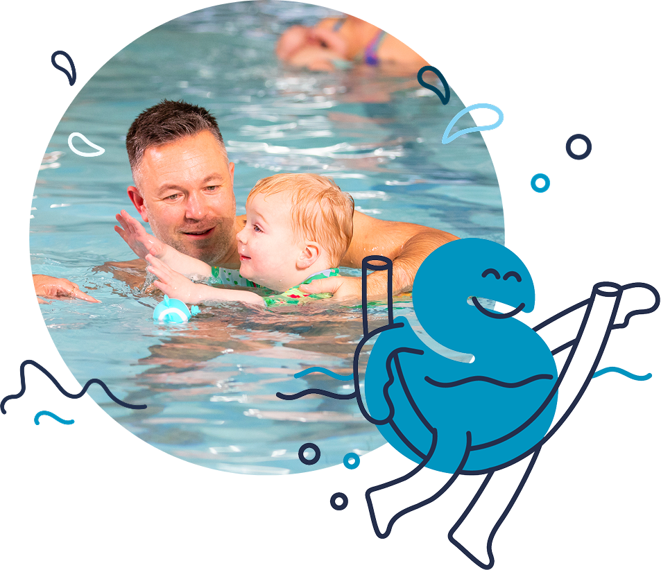 Baby swim with father