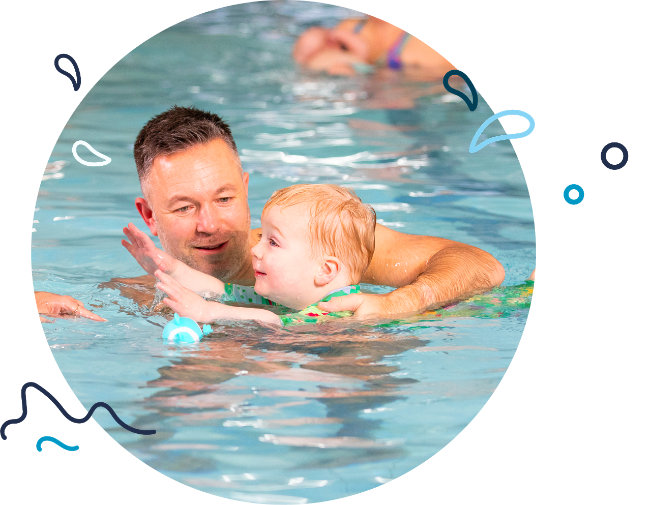 Father with child swimming