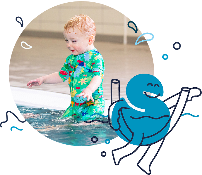 Happy child in the pool