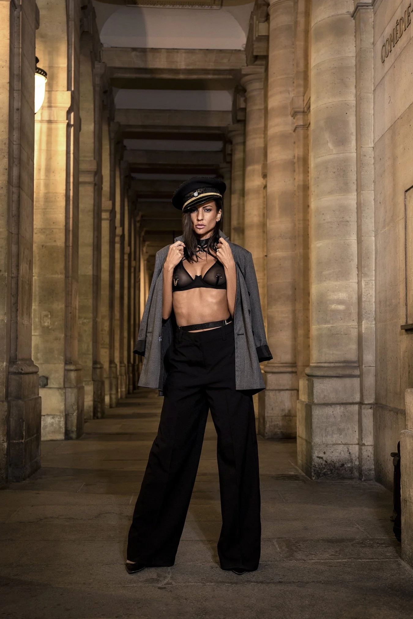 Editorial fashion portrait of Vanessa (@ness.dlv) wearing Mari Moth lingerie in Paris, photographed by Henri Da Cruz.