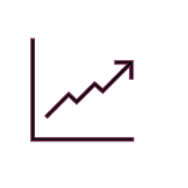 Line graph showing an upward trend with an arrow at the end.