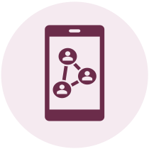 Smartphone with a network diagram showing interconnected people.